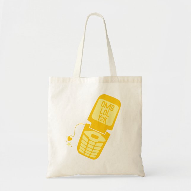 Retro Yellow Flip Phone T-Shirt Tote Bag (Front)