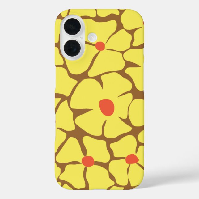 Retro Yellow Floral Bold Abstract Flower Pattern Case-Mate iPhone Case (Back)