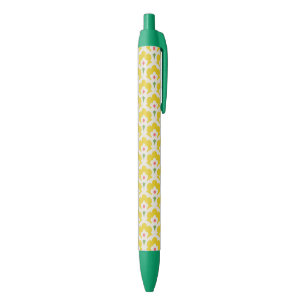 Retro Yellow Flower Garden Pattern Black Ink Pen