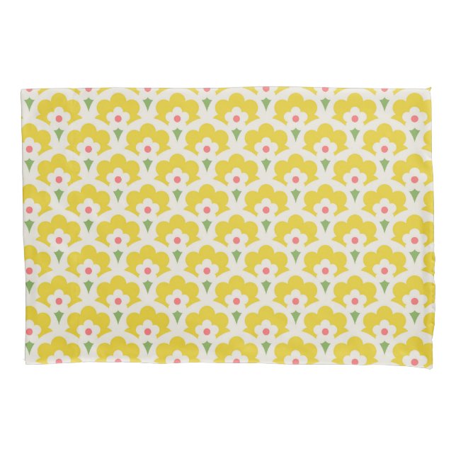 Retro Yellow Flower Garden Pattern Pillowcase (Front)