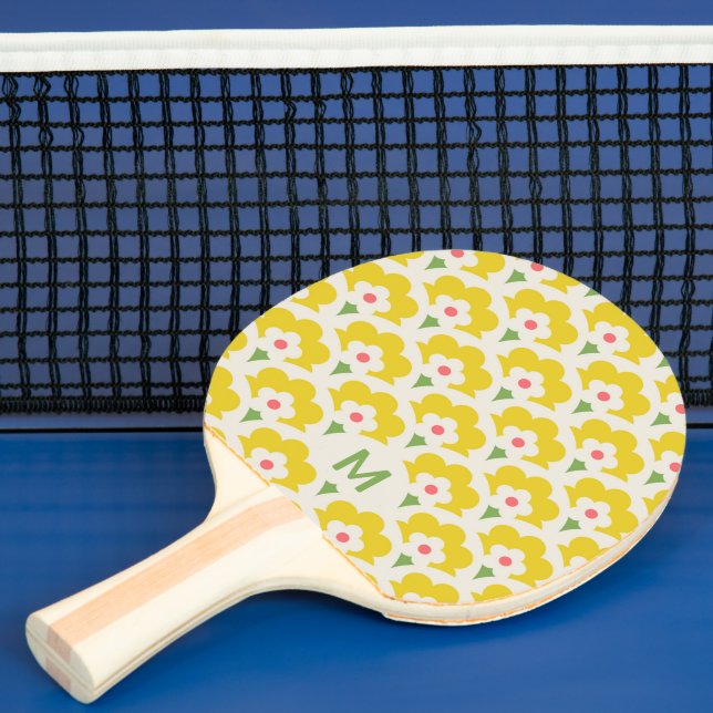 Retro Yellow Flower Garden Pattern Ping Pong Paddle (Insitu)