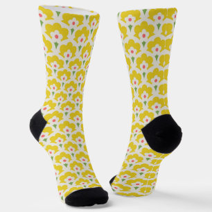 Retro Yellow Flower Garden Pattern Socks