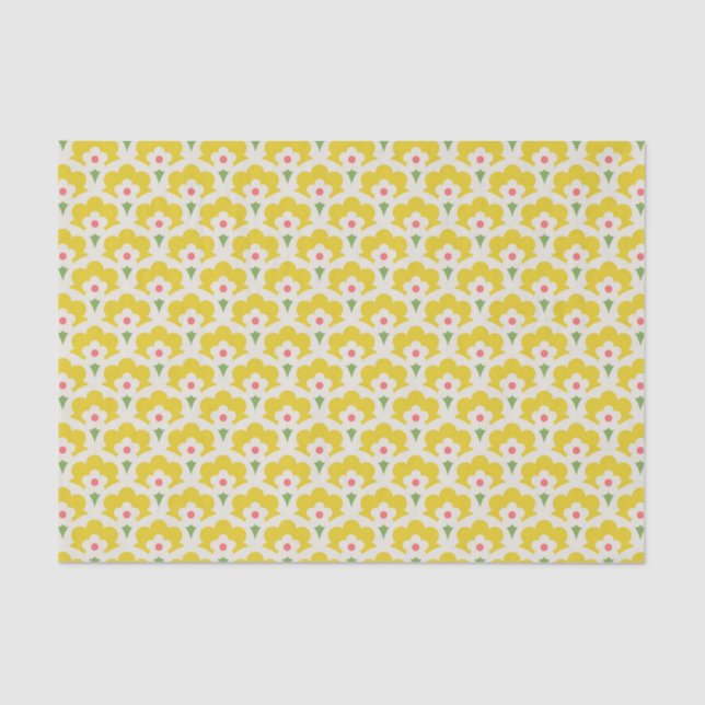 Retro Yellow Flower Garden Pattern Tissue Paper (Front)