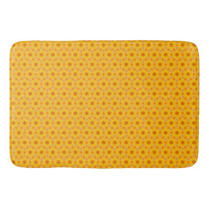 Retro Yellow Flower Power Bath Mat
