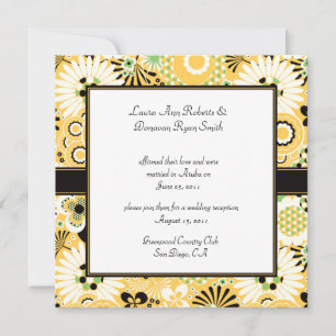 Retro Yellow Green Brown Flowers Post Wedding Invitation