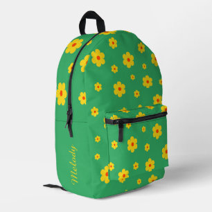 Retro Yellow green Daisy Vintage Floral Pattern  Printed Backpack
