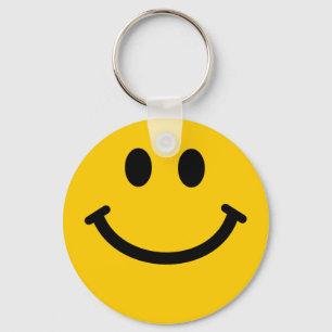 Retro Yellow Happy Face Key Ring