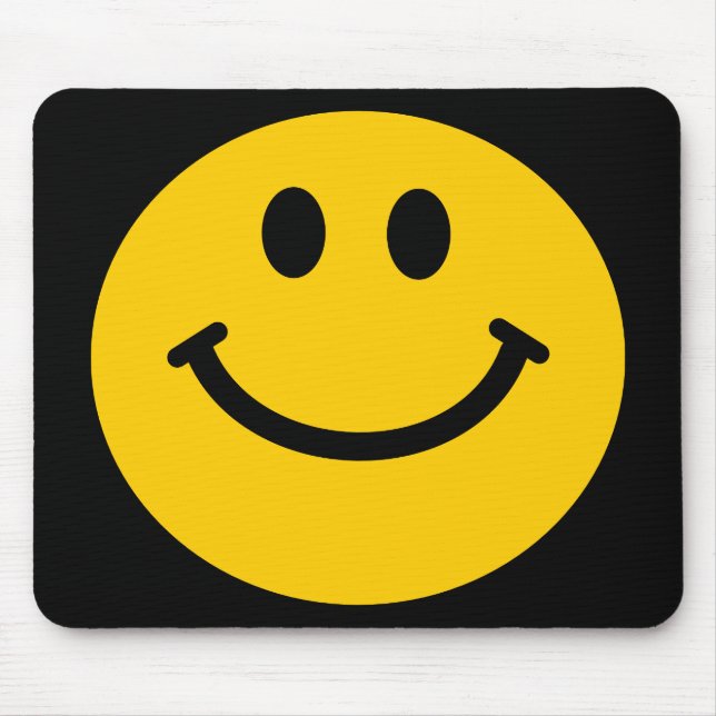 Retro Yellow Happy Face Mouse Mat (Front)