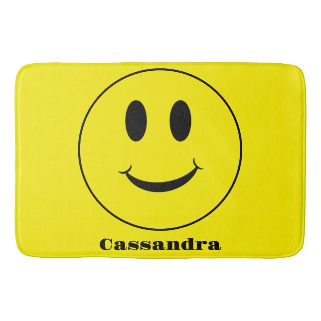 Retro Yellow Happy Face Smiling pattern Bath Mat (Front)