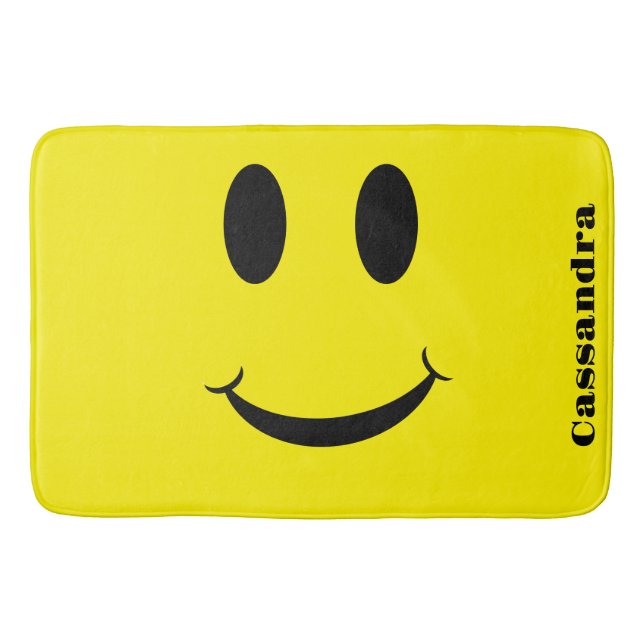 Retro Yellow Happy Face Smiling pattern Bath Mat (Front)