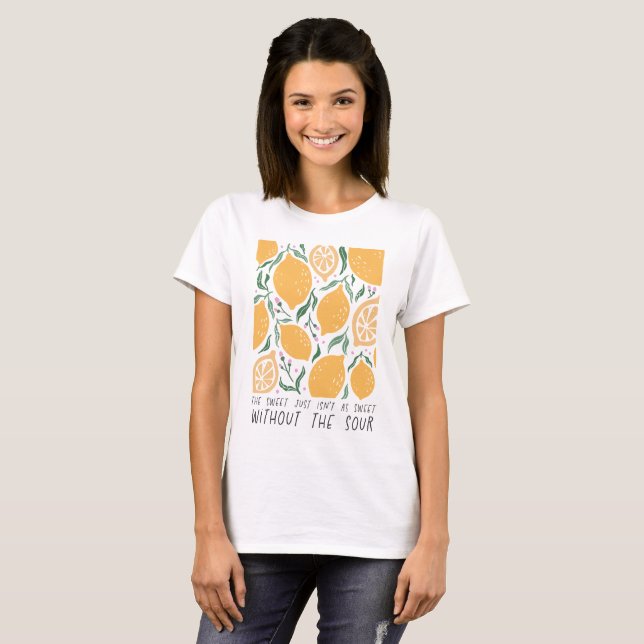 Retro Yellow Lemon Inspiration Quote Boho T-Shirt (Front Full)