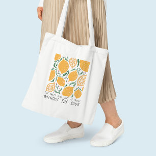 Retro Yellow Lemon Inspiration Quote Tote Bag