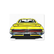 Retro Yellow Muscle Car Rear Pop Art Illustration