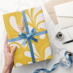 Retro Yellow Mustard Pop Cream Abstract Pattern Wrapping Paper