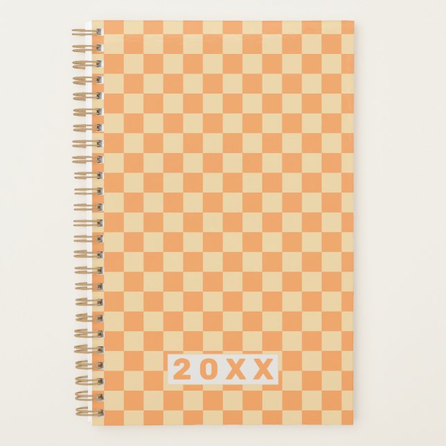 Retro Yellow Orange Checkerboard 2026 Planner (Front)