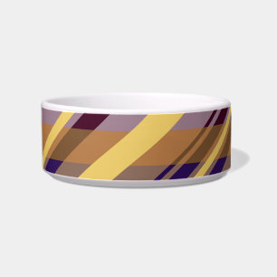Retro Yellow Purple Cream Stripes Pattern Pet Bowl