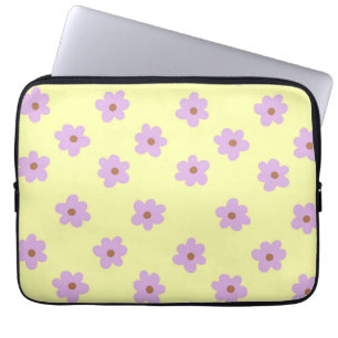 Retro Yellow Purple Floral Chic Spring & Summer Laptop Sleeve