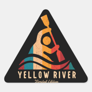 Retro Yellow River Kayaking Triangle Sticker