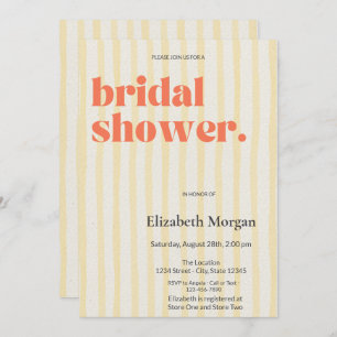 Retro Yellow Stripes Simple Bridal Shower Invitation