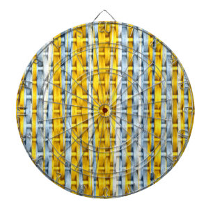 Retro yellow stripes wicker art graphic design dartboard