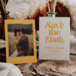 Retro Yellow Wedding  Save The Date<br><div class="desc">Retro and elegant save the date card featuring boho font that says "save the date" in yellow colour. You can add a photo on the back.</div>