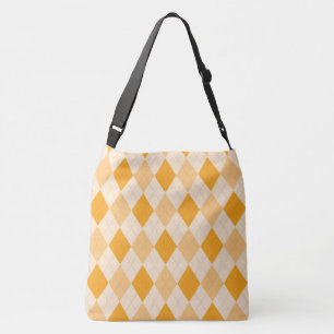 Retro yellow white argyle pretty tote bag