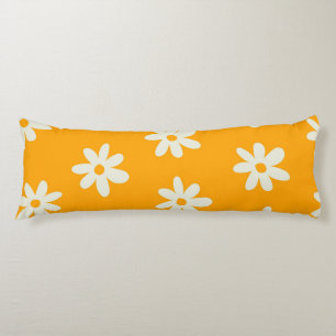 Retro Yellow White Floral Simple Flower Pattern Body Cushion