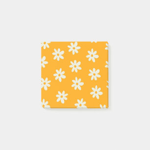 Retro Yellow White Floral Simple Flower Pattern Post-it Notes
