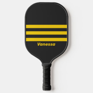 Retro Yellowjacket Three Across Striping with Name Pickleball Paddle