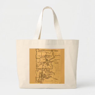 Retro Yellowstone - Grand Teton Map  Large Tote Bag