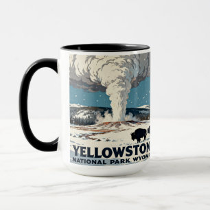 Retro Yellowstone National Park Bison Gift Mug
