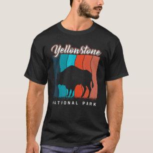 Retro Yellowstone National Park US Bison Buffalo V T-Shirt