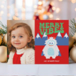 Retro Yeti Whimsical Christmas  Holiday Card<br><div class="desc">This whimsical Christmas card features a festive hand illustrated yeti design with fun retro fonts. Easily customise these cards using the personalisation feature.</div>