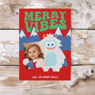 Retro Yeti Whimsical Kids Christmas  Holiday Card