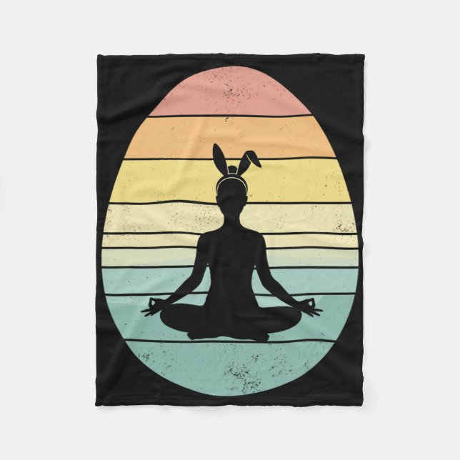 Retro Yoga Easter Egg Easter Day Mediation Womens  Fleece Blanket (Front)