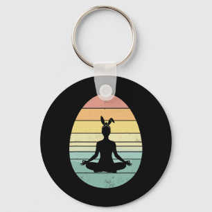 Retro Yoga Easter Egg Easter Day Mediation Womens Key Ring
