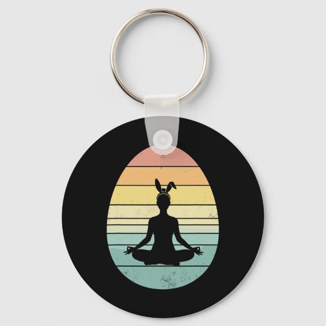 Retro Yoga Easter Egg Easter Day Mediation Womens  Key Ring (Front)