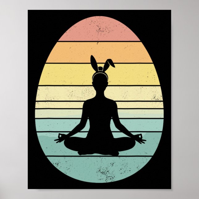 Retro Yoga Easter Egg Easter Day Mediation Womens  Poster (Front)
