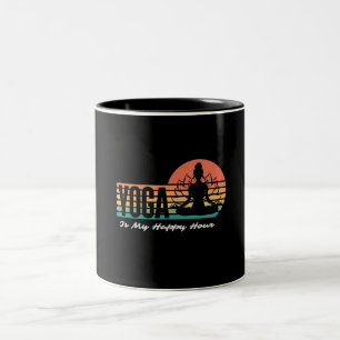 Retro Yoga Funny Saying Yoga Is My Happy Hour Two-Tone Coffee Mug