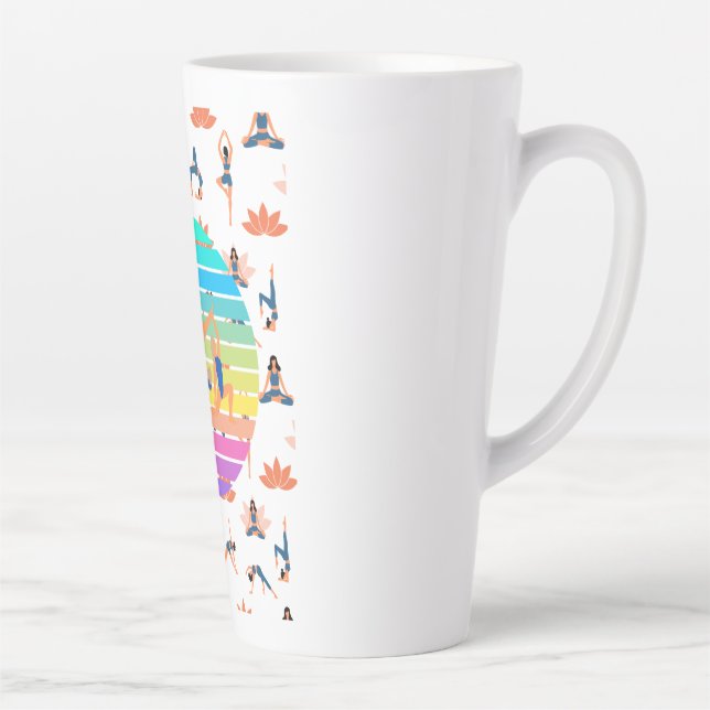 Retro Yoga in Vibrant Flow of Harmonious Colours Latte Mug (Right)