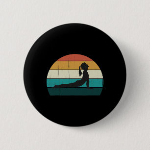 Retro Yoga Pose Vintage Mind Meditation Body Worko 6 Cm Round Badge