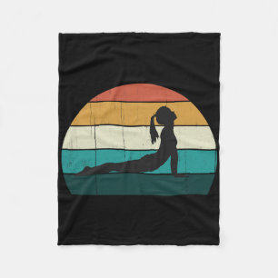 Retro Yoga Pose Vintage Mind Meditation Body Worko Fleece Blanket