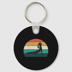Retro Yoga Pose Vintage Mind Meditation Body Worko Key Ring