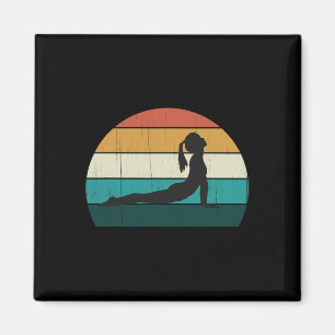 Retro Yoga Pose Vintage Mind Meditation Body Worko Magnet