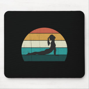 Retro Yoga Pose Vintage Mind Meditation Body Worko Mouse Mat