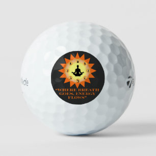 Retro Yoga Quote Powered by Breath ( Golf Balls