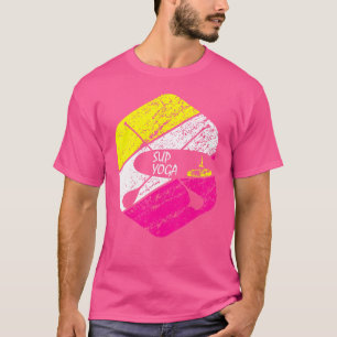 Retro Yoga Sup Paddle Board Warrior Pose Virabhadr T-Shirt