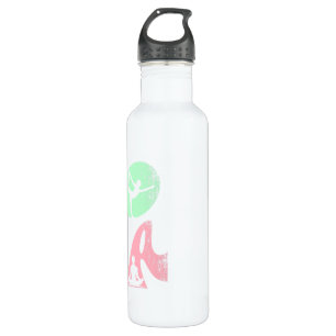Retro Yoga Typography with Silhouettes of Poses 710 Ml Water Bottle