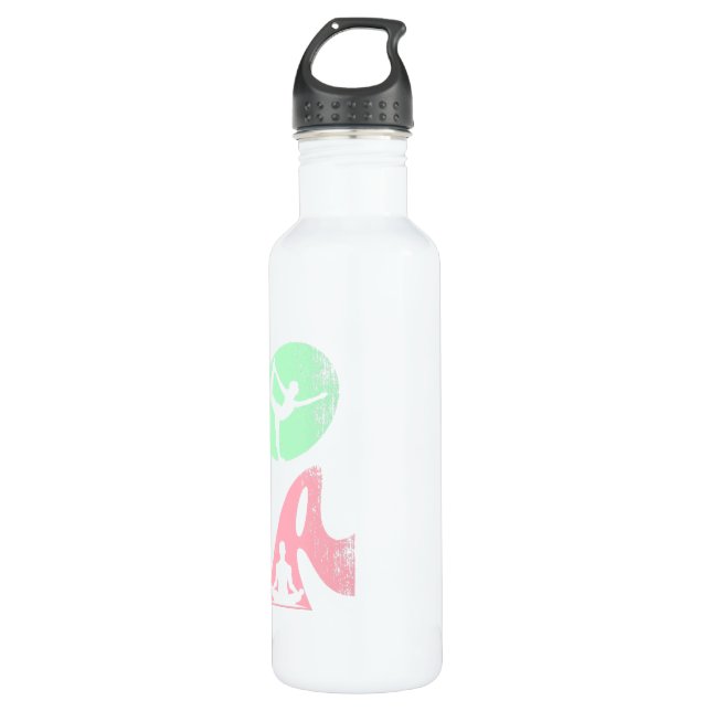 Retro Yoga Typography with Silhouettes of Poses  710 Ml Water Bottle (Front)
