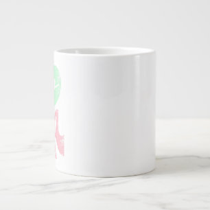 Retro Yoga Typography with Silhouettes of Poses  Large Coffee Mug